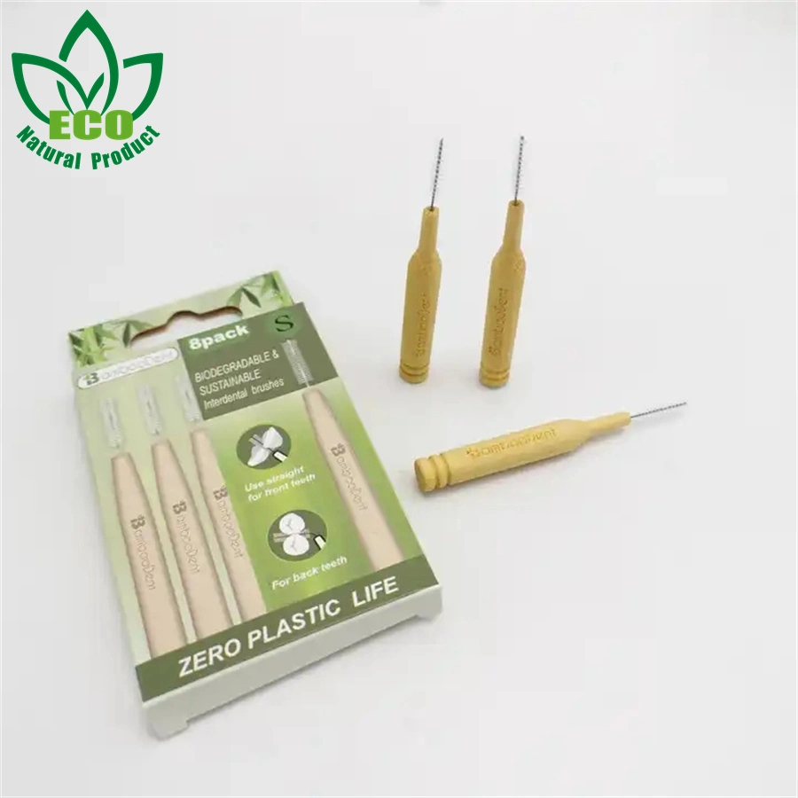 100% Biodegradable Bamboo Interdental Brush Bamboo Floss Picker