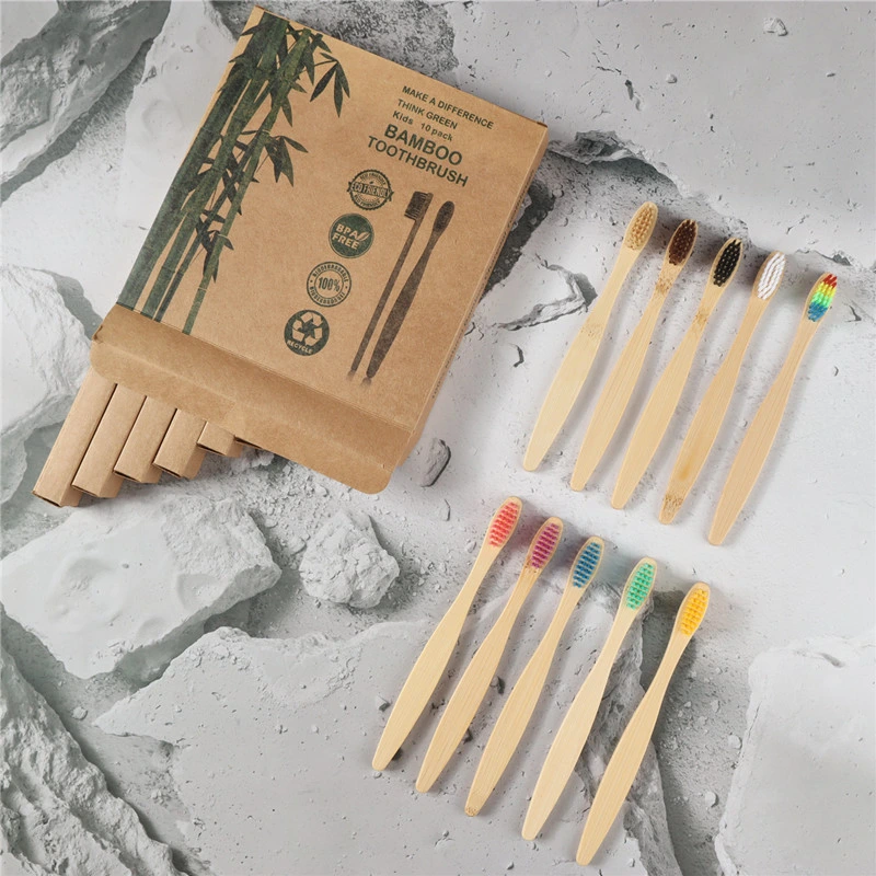 Eco Friendly Biodegradable Organic Bristle Bamboo Tooth Brush Soft Hotel Travel Handle Toothbrush with Customized Packing for Adult/Child/Kid, Kid Toothbrush