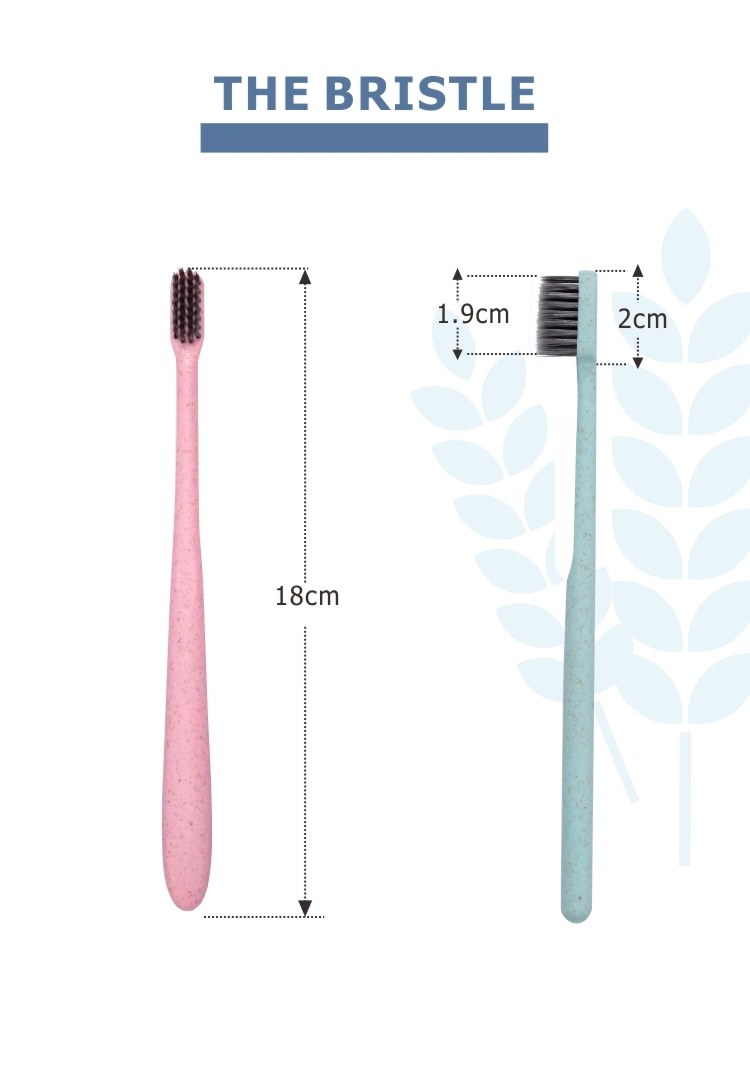 Custom Logo Home Soft Eco Friendly Degradable Wheat Straw Toothbrush