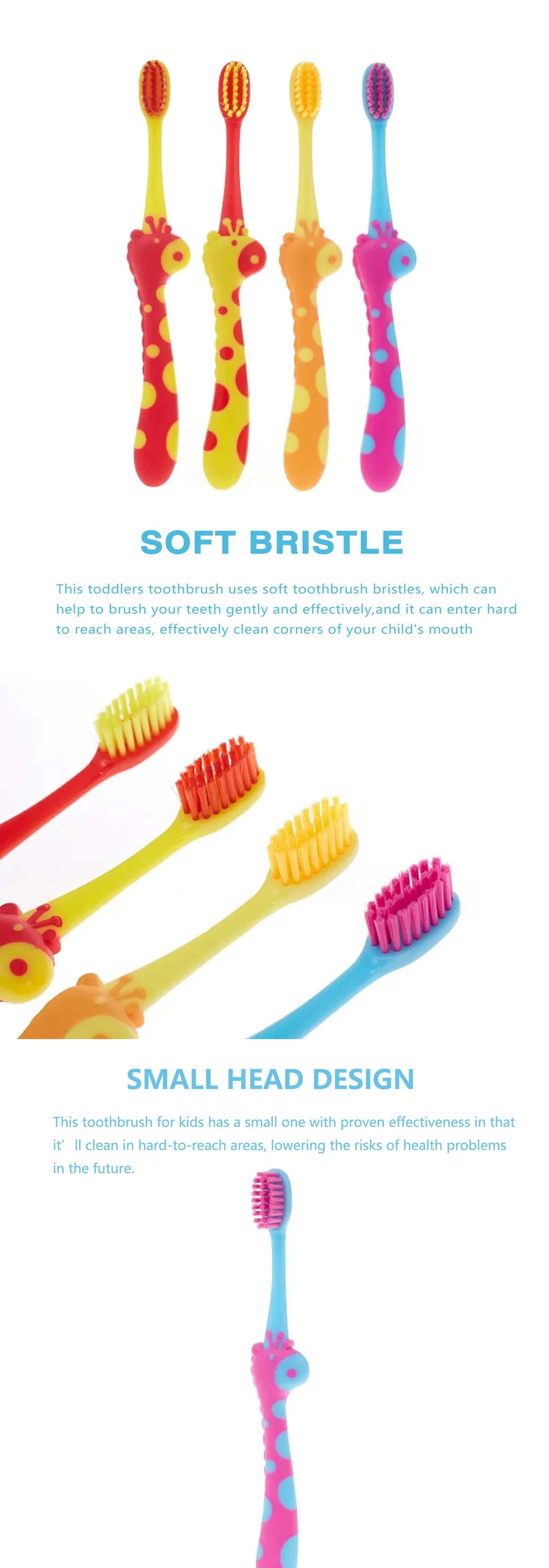 OEM Cheap Kids/Baby Soft Bristle Giraffe Toothbrush with Toy