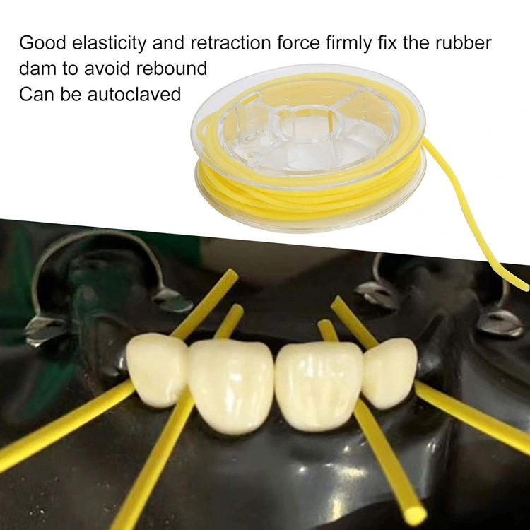 SJ Dental Floss Dam Wedge Line 2.1m Dental Stabilizing Rubber Cord Roll OEM Wholesale