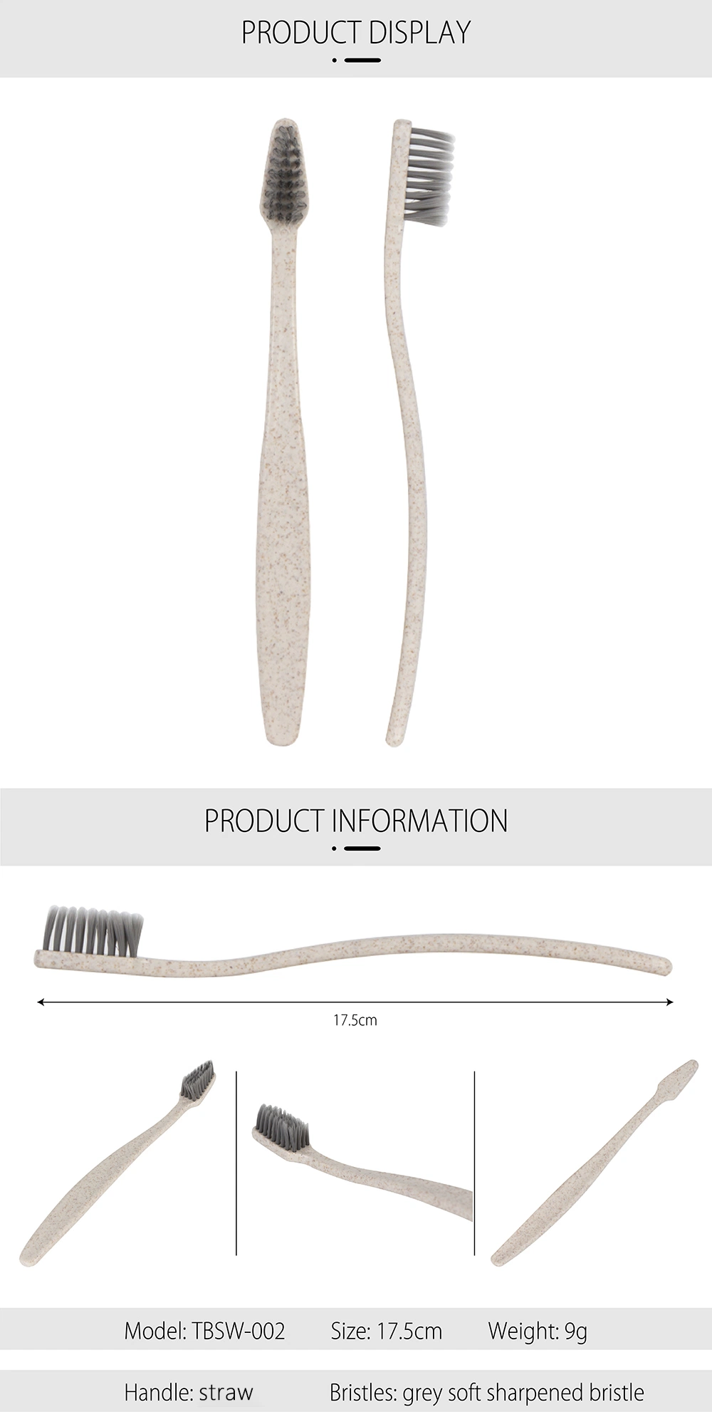 Biodegradable Eco Friendly Cheap Plastic Charcoal Wheat Straw Toothbrush