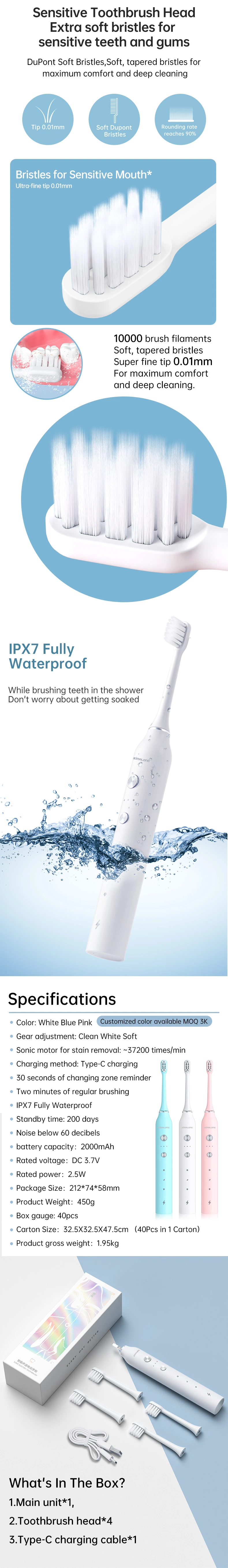 China Manufacturing Portable Rechargeable Sonic Electric Toothbrush with Slim Holder