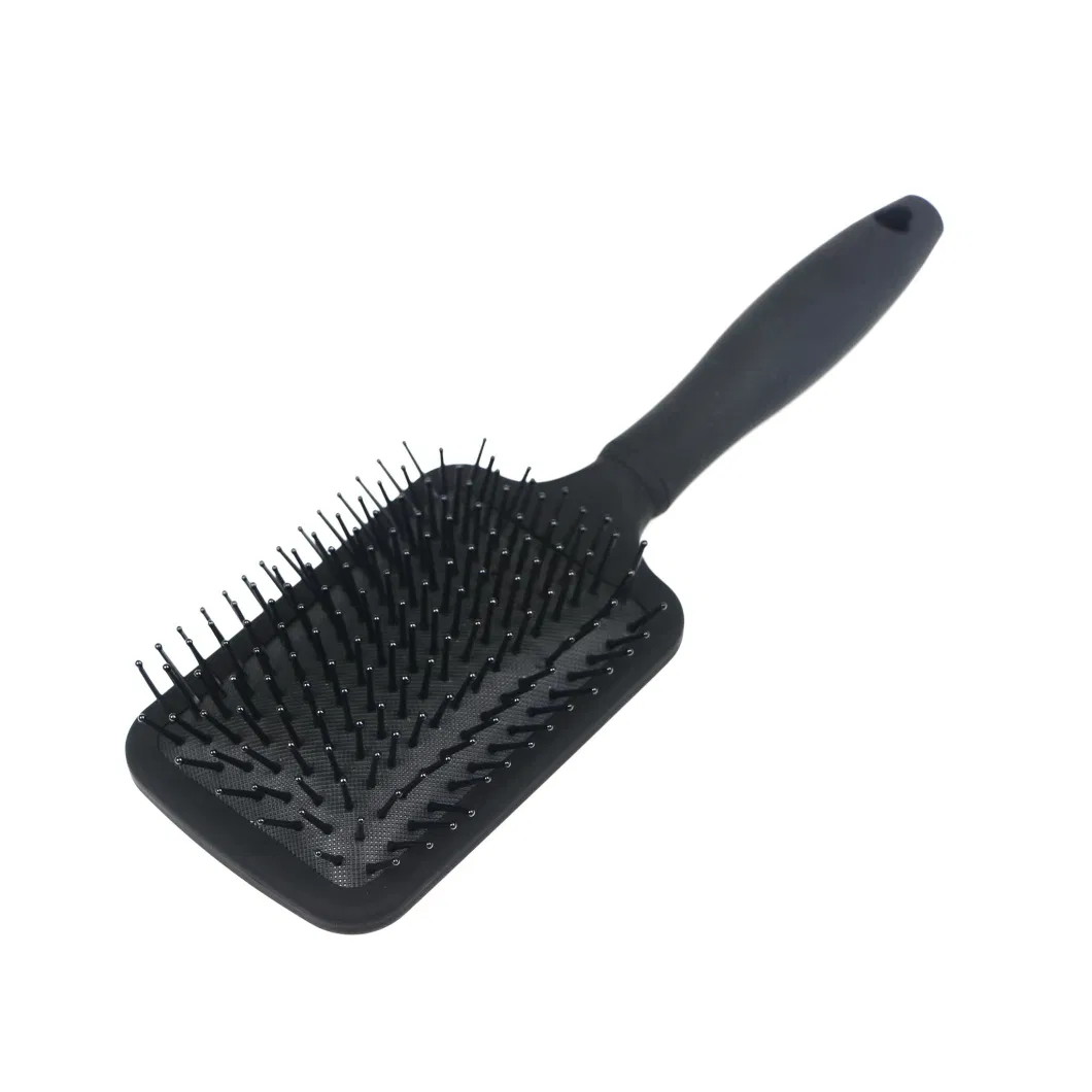 Black Color Wide Teeth Air Cushion Combs Detangler Brush with Nylon Bristles Paddle Hair Brush for Thick Hair