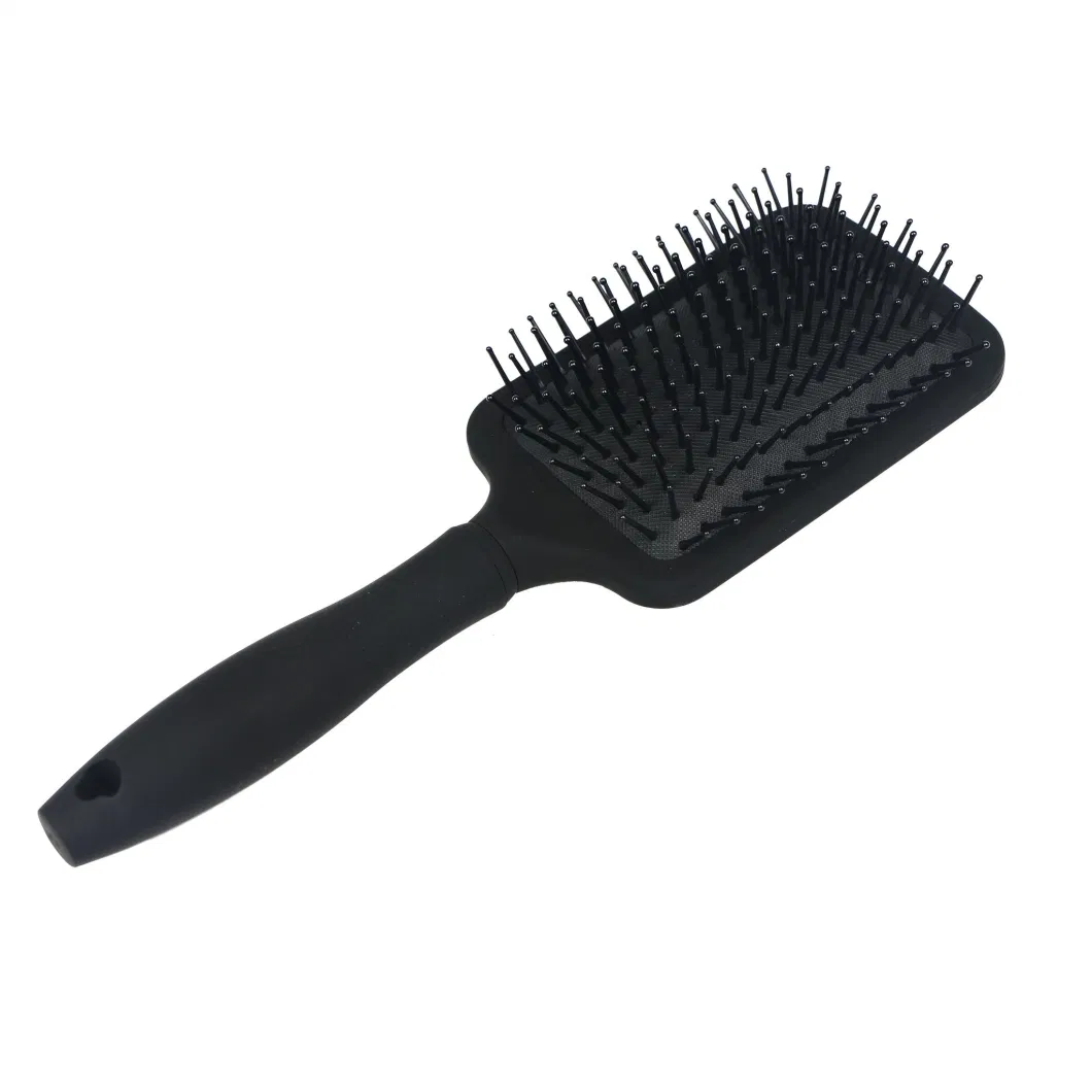 Black Color Wide Teeth Air Cushion Combs Detangler Brush with Nylon Bristles Paddle Hair Brush for Thick Hair