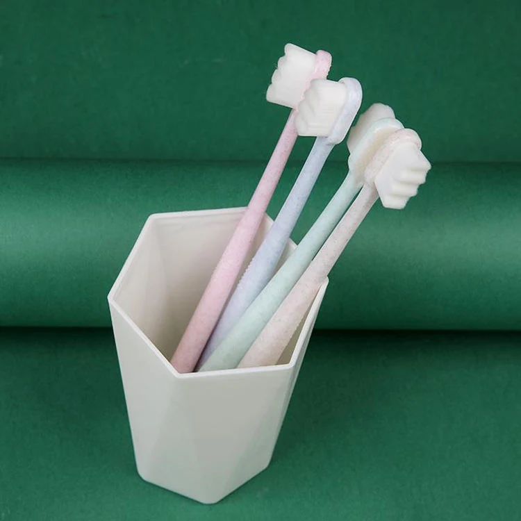 Eco Biodegradable Wheat Straw Handle Tooth Brush Ultra Fine 20000+ Soft Wave Bristle Brush Teeth Nano Toothbrush