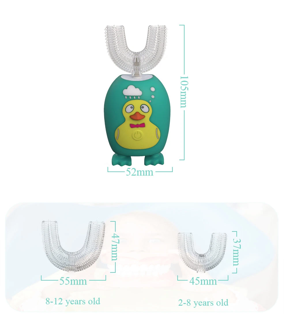 Ipx7 Soft Silicone Electrical Cartoon Toothbrush Children Kids Dental Teeth Brush