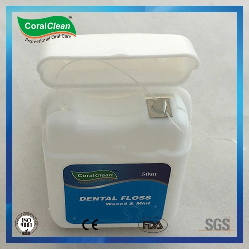 50m Waxed &amp; Mint Square Nylon Dental Floss