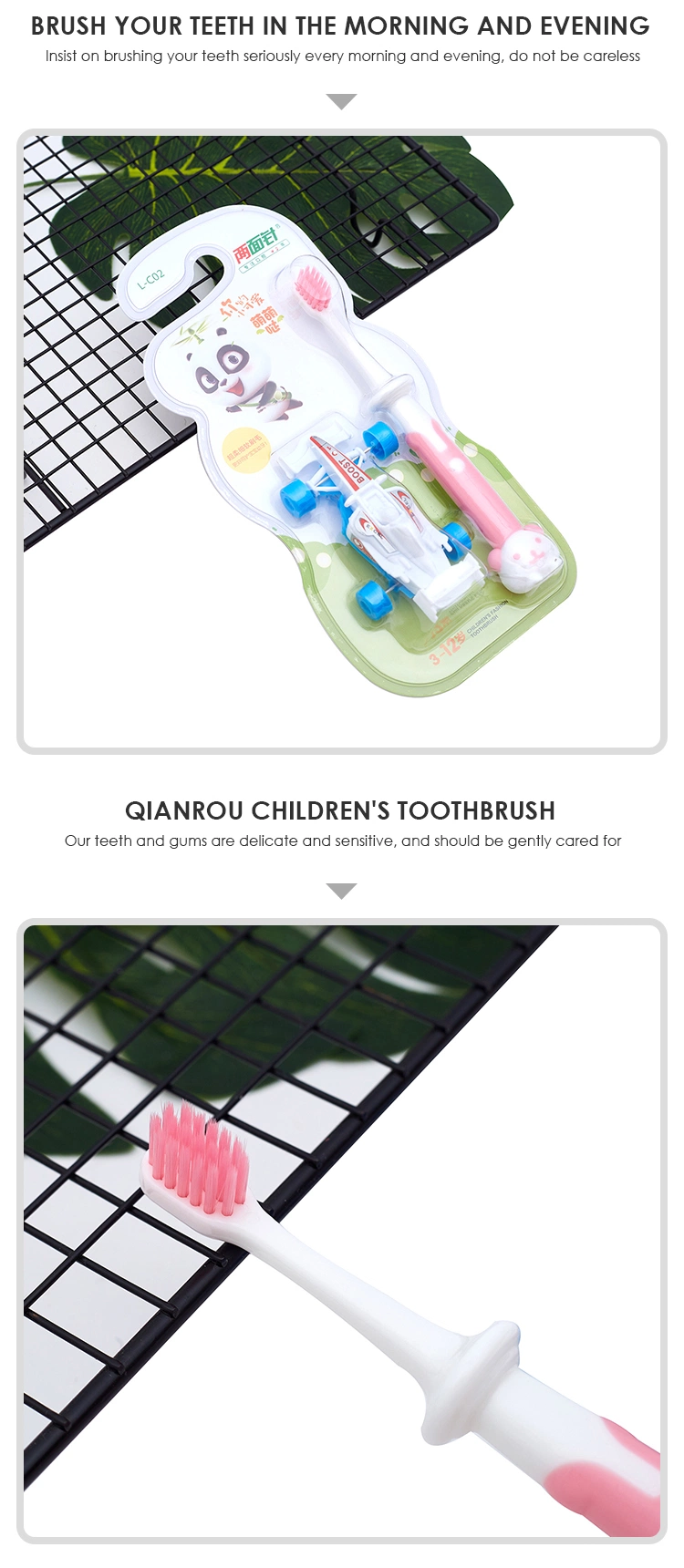 Free Sample Children Cartoon Tooth Brush Soft Bristle Plastic Baby Kids Toothbrush with Car Toy