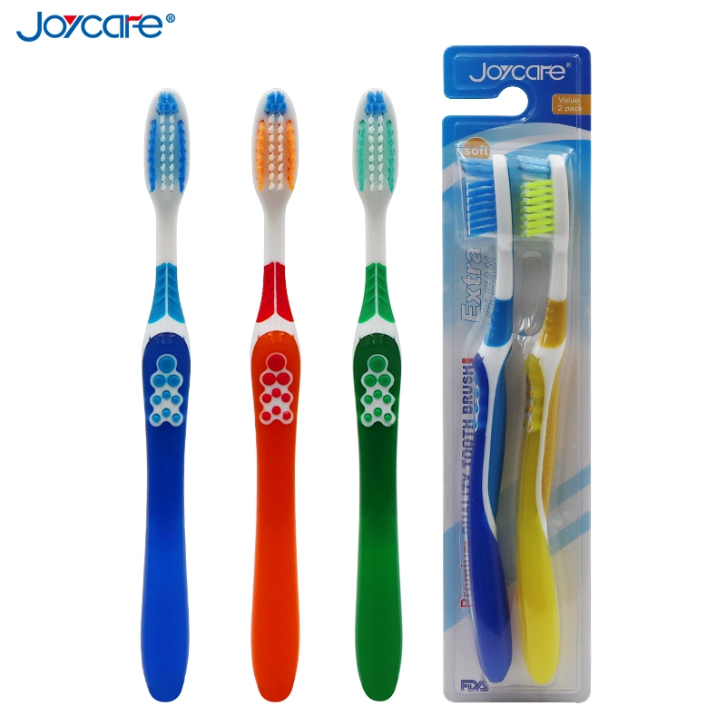 2020 New Design Soft Cross Action Bristles Gum Massage Non-Slip Handle Adult Toothbrush