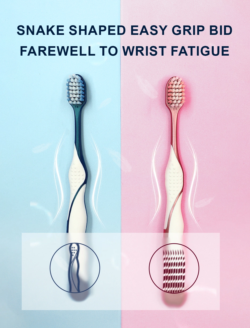 Hot Selling Special Designed Anti-Slip Grip Handle Soft Bristle Adult Toothbrush