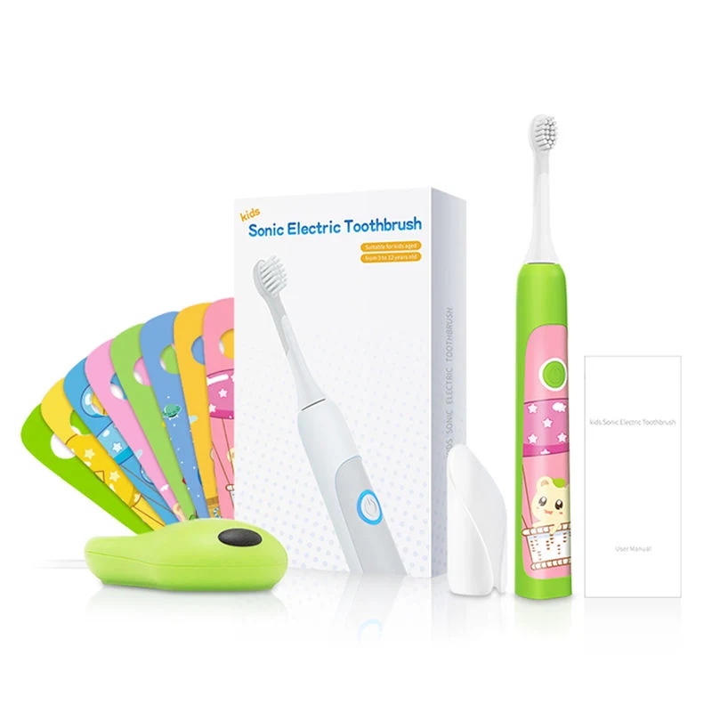 Kids Sonic Vibration Electr Toothbrush Funny Cartoon Sticker Wireless Charging Baby Silicon Materials Child Electric Toothbrush