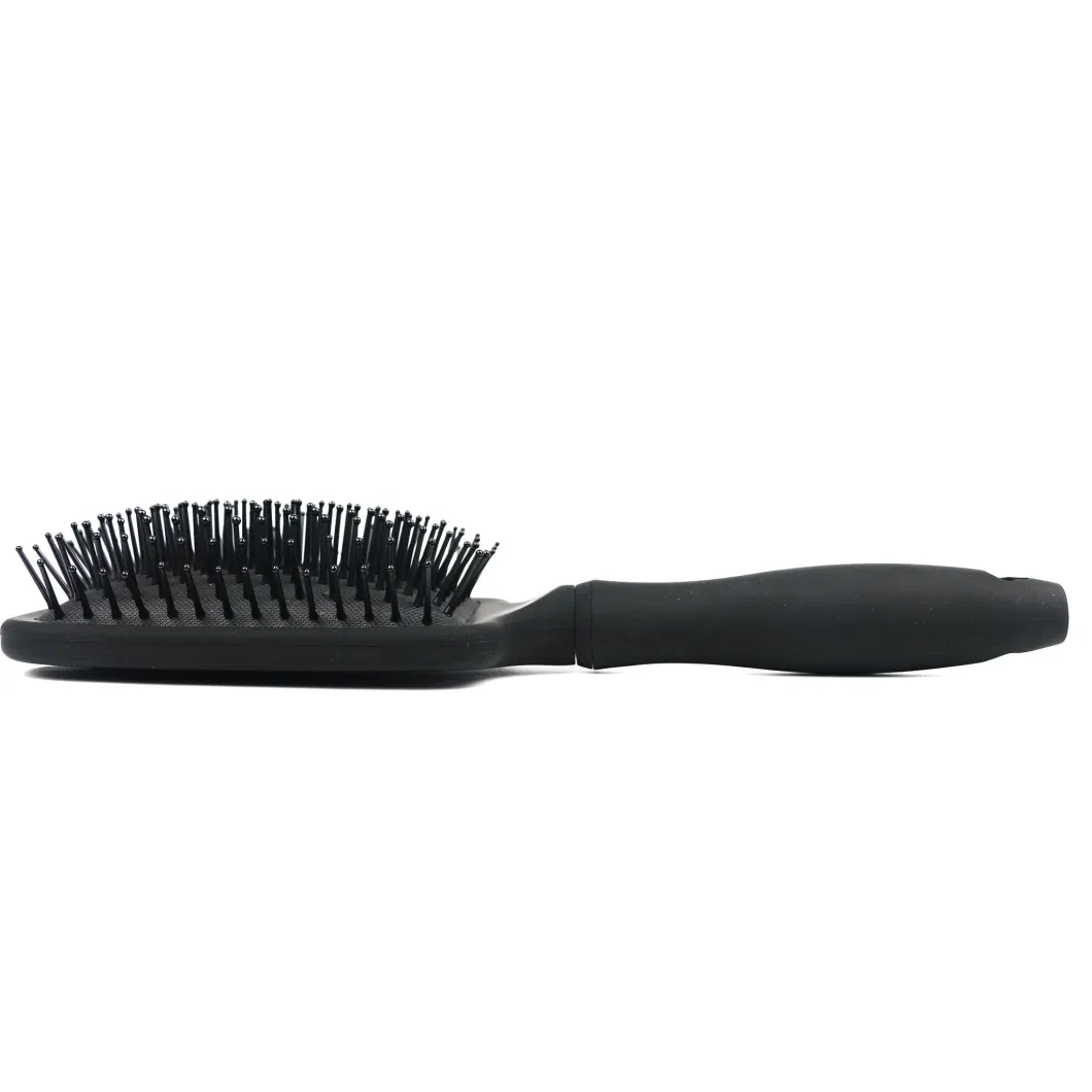 Black Color Wide Teeth Air Cushion Combs Detangler Brush with Nylon Bristles Paddle Hair Brush for Thick Hair