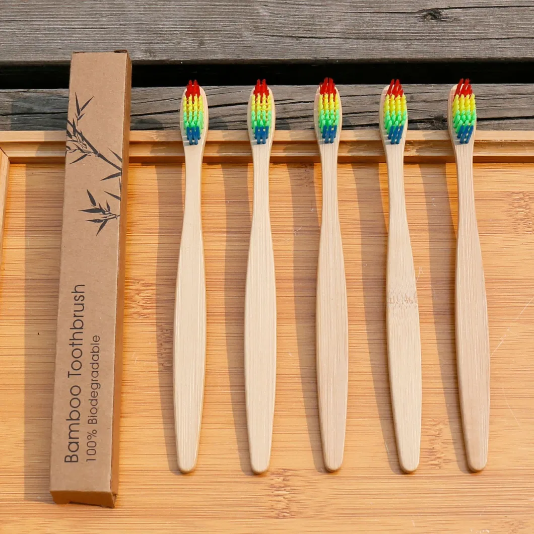 Custom Logo Colors Bamboo Toothbrush Eco Friendly Wooden Tooth Brush Soft Bristle Tip Charcoal Adults Oral Care Toothbrush