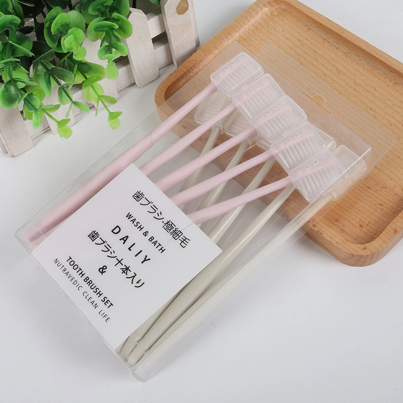 Japanese Imprinted Macaron 10 Toothbrushes with Adult Soft Bristles
