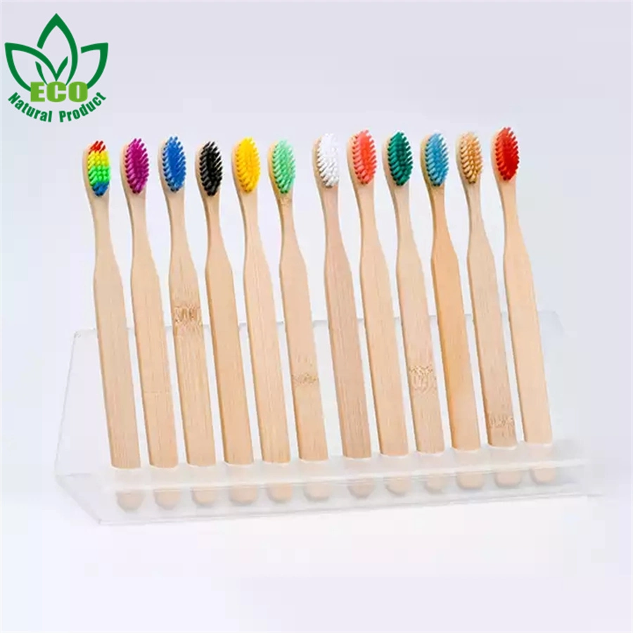 Custom Biodegradable Bamboo Toothbrush Manufacturing Whitening Toothbrush for Kids Adult with Flat Handle