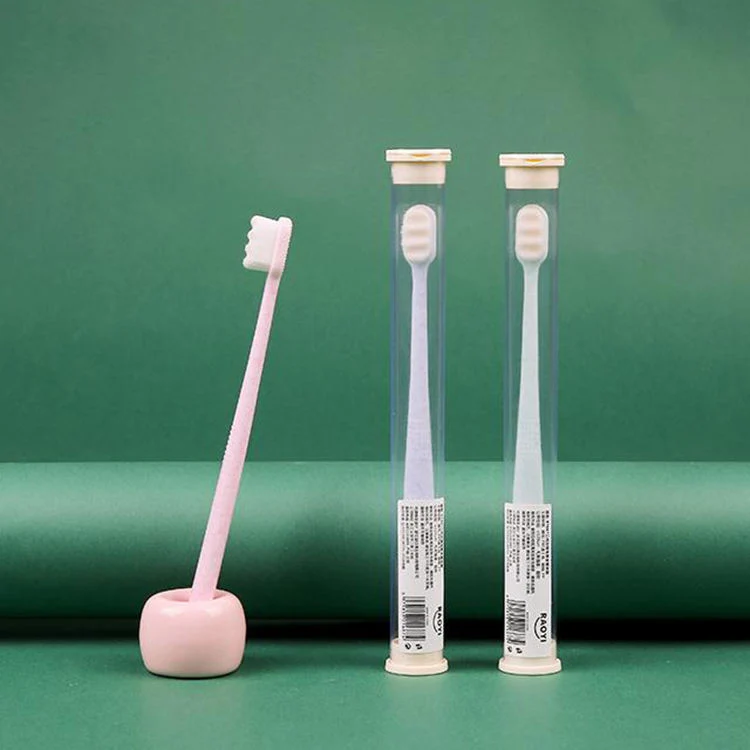 Eco Biodegradable Wheat Straw Handle Tooth Brush Ultra Fine 20000+ Soft Wave Bristle Brush Teeth Nano Toothbrush