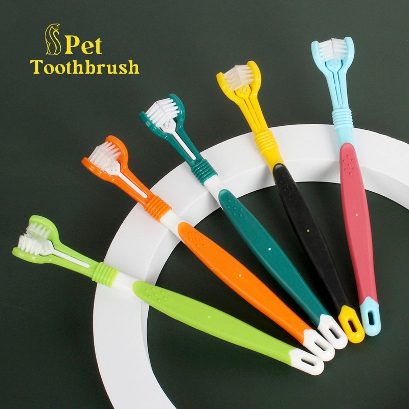 Triple Head Pet Dog Teeth Cleaning Pet Dental Care 3 Headed Pet Cat Toothbrush