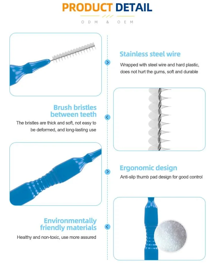 Teeth Breath Cleaning Bulk Nylon Bristles Safe Oral Care Cleaning Convenient Retractable Teeth Gap Brush Care Disposable Interdental Brush