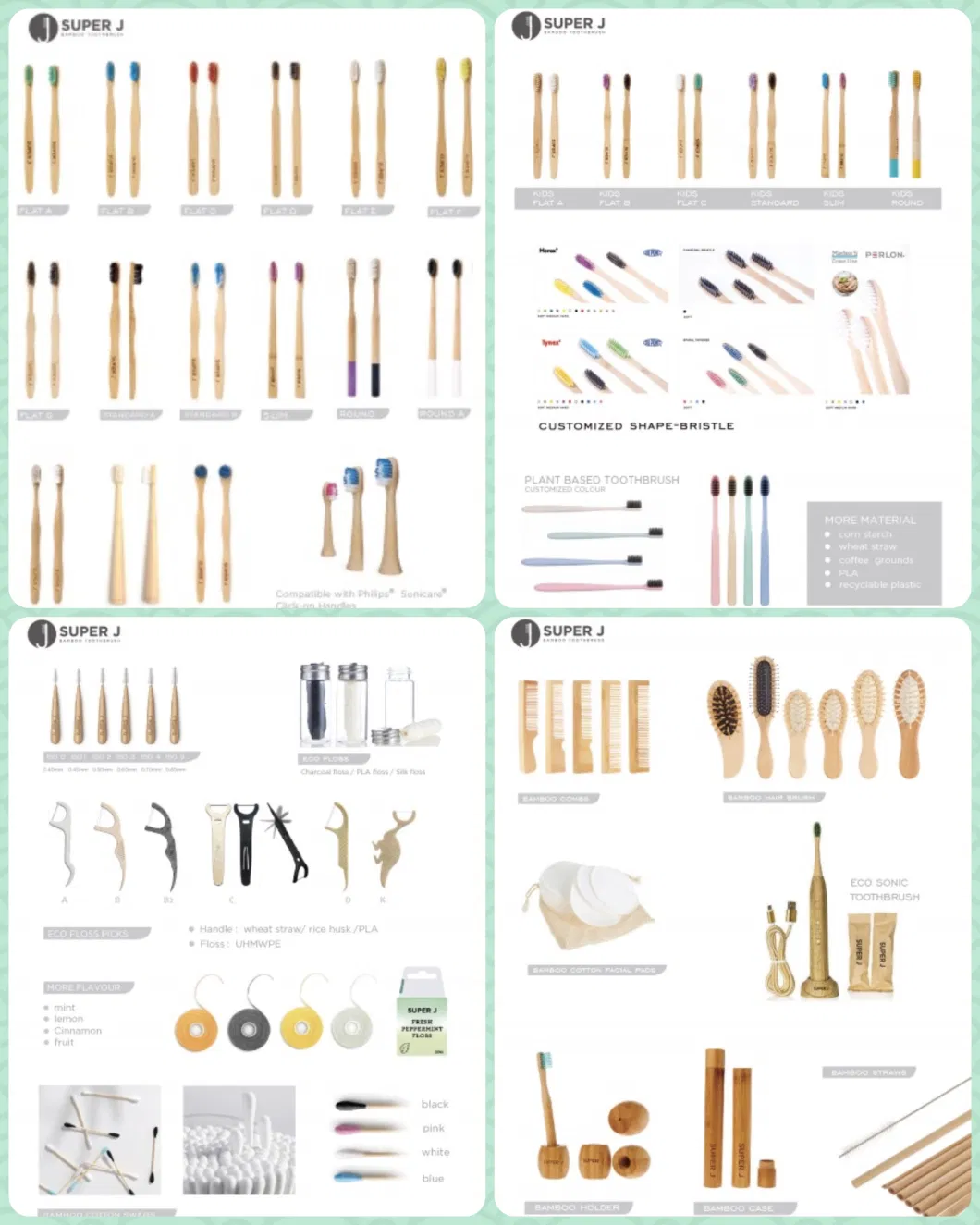 Bulk Eco Friendly Bamboo Charcoal Reusable Vegan Bamboo Toothpick Dental Floss Picks Flosser