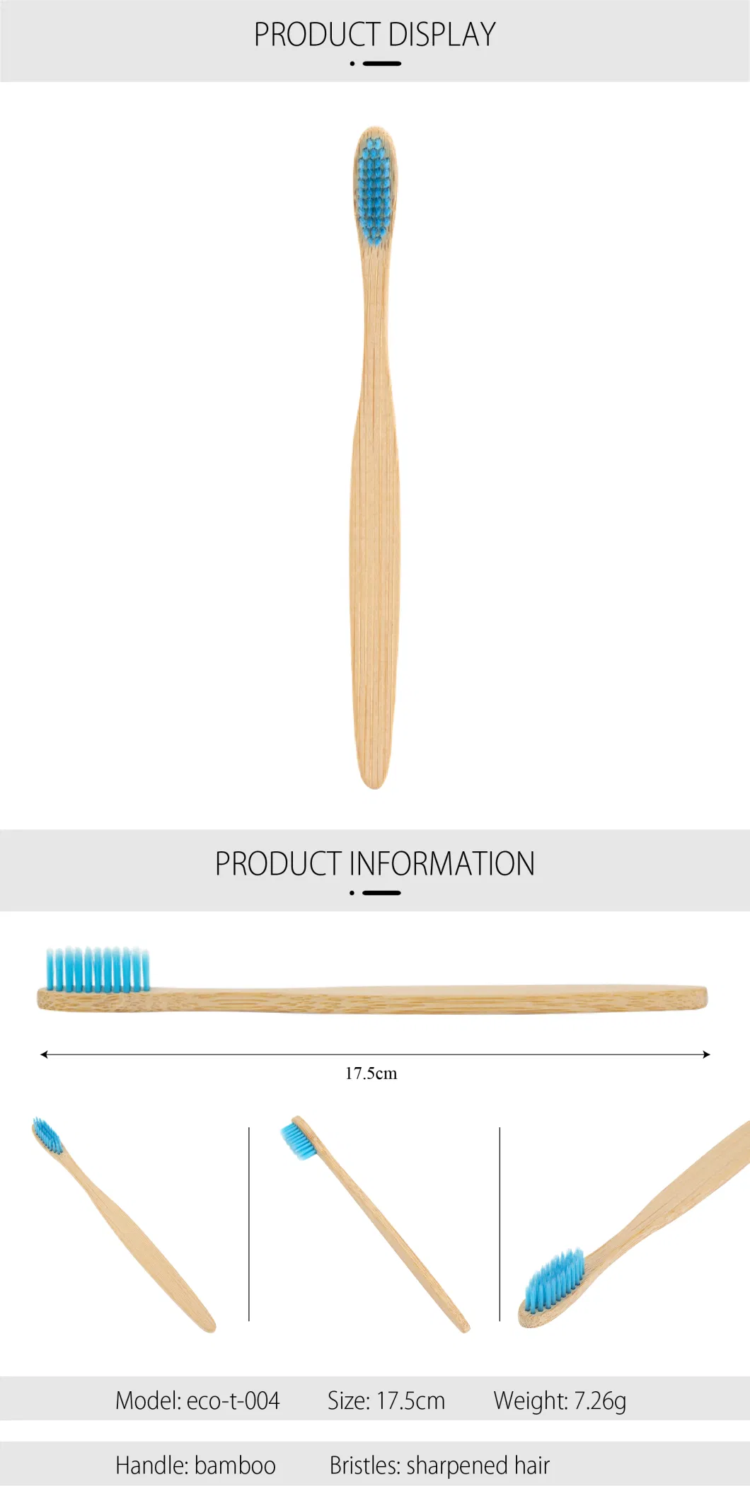 Wholesale Custom Natual Eco-Friendly Colorful Bamboo Toothbrush