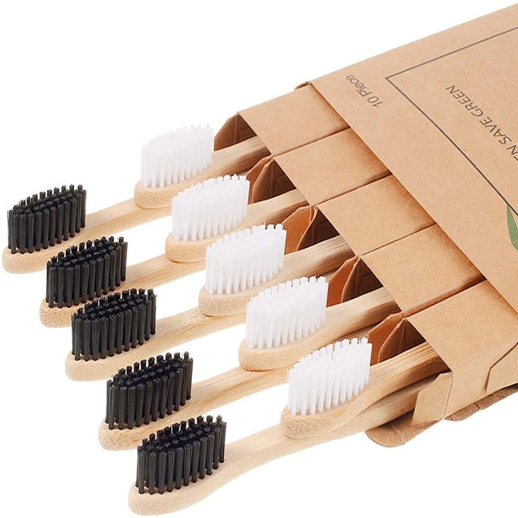 Bamboo Toothbrush Charcoal Bristle Wooden Brush