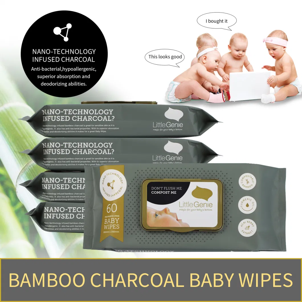Aloe Vera &amp; Vitamin E Bamboo Spunlace Organic Hand Clean Unscented Sensitive Kid Wet Wipes