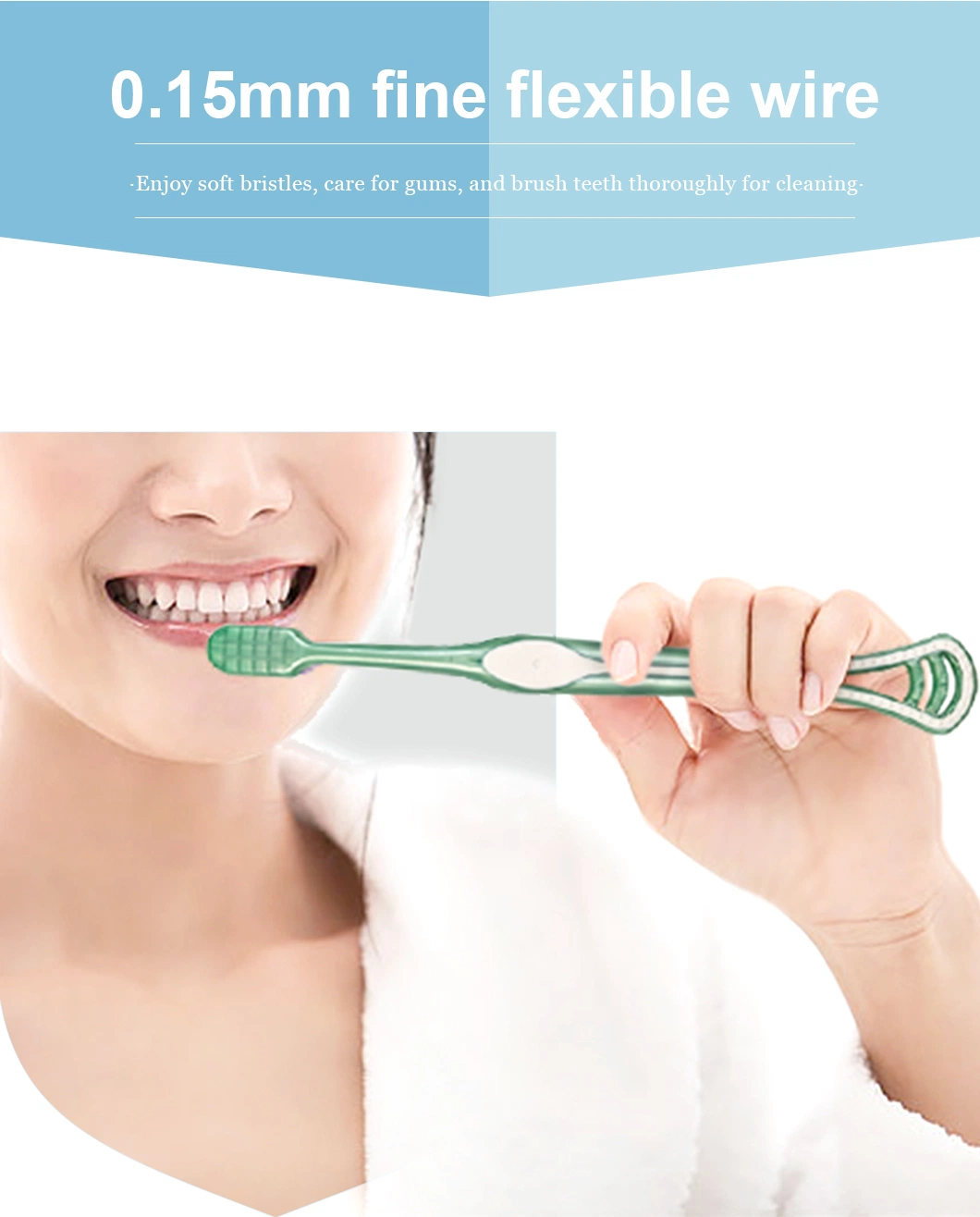 Good Quality Modern Design Custom Tongue Scraper Soft Bristles Adult Toothbrush