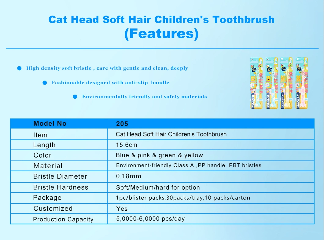 Special Design OEM Soft Kids Toothbrush Protects Children&prime;s Toothbrush