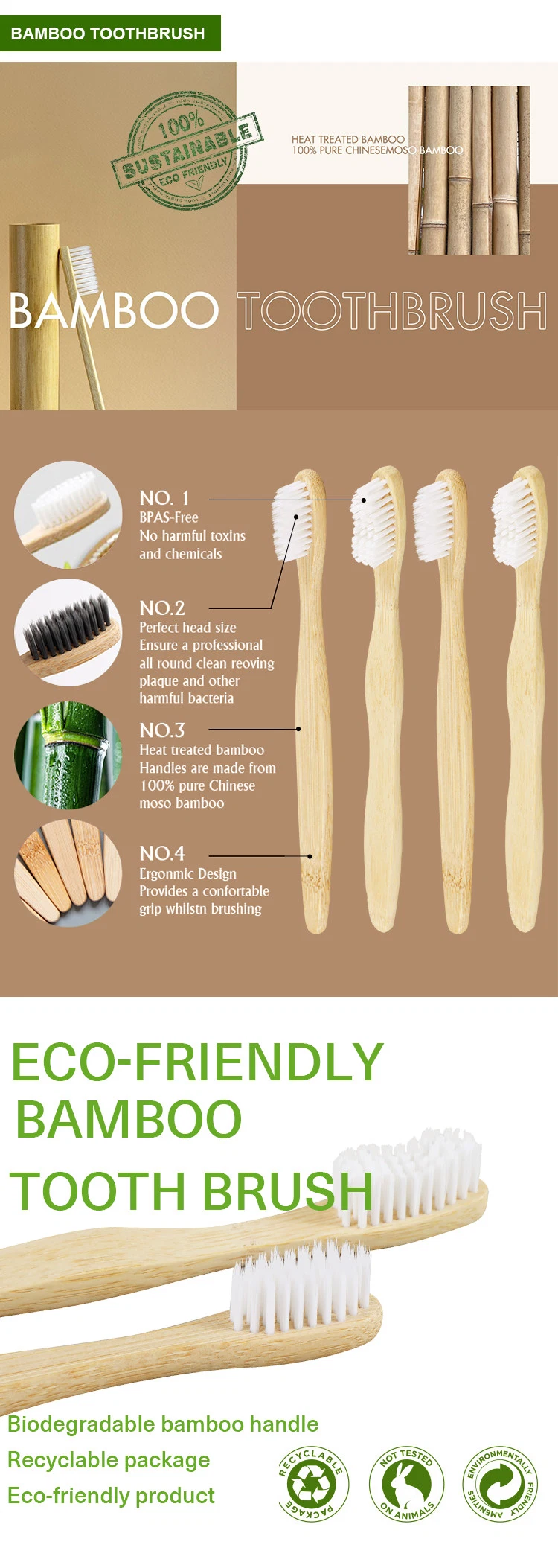 Natural Bamboo Toothbrush with Toothpaste Kit for Hotel Guestroom
