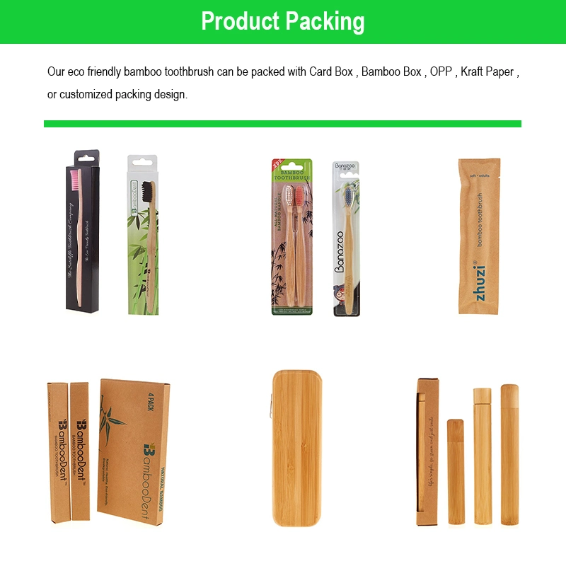 Wholesale Biodegradable Eco-Friendly Bamboo Toothbrush 4 Pack Set for Hotel and Travel