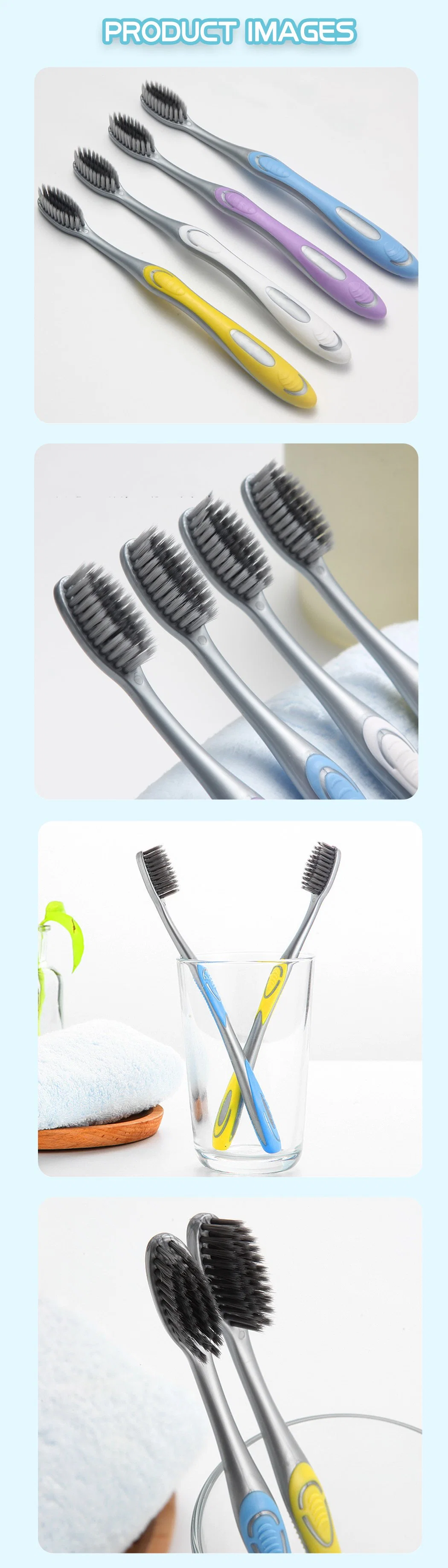 High Quality Oral Care Bamboo Charcoal Bristle Teeth Whitening Adult Toothbrush
