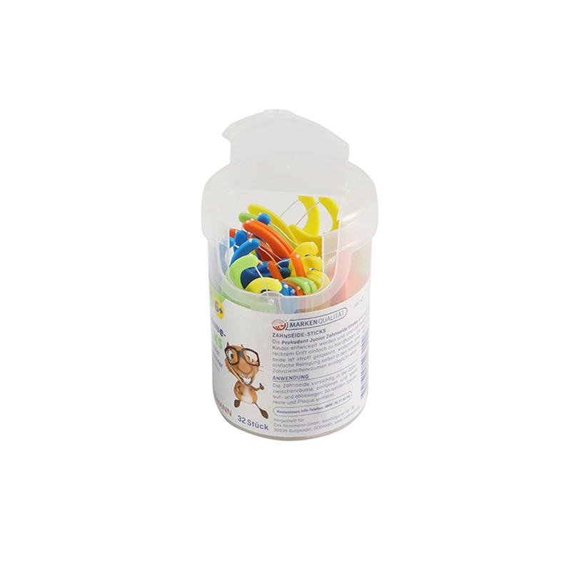 32 PCS of Kids Dental Flosser in a Plastic Box with Window Colorful Child Toothpick