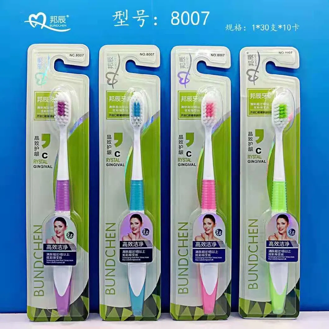 High Quality Thick Handle Adult Dense Bristles Home Use Toothbrush Soft Nylon Filaments Three Color Handle