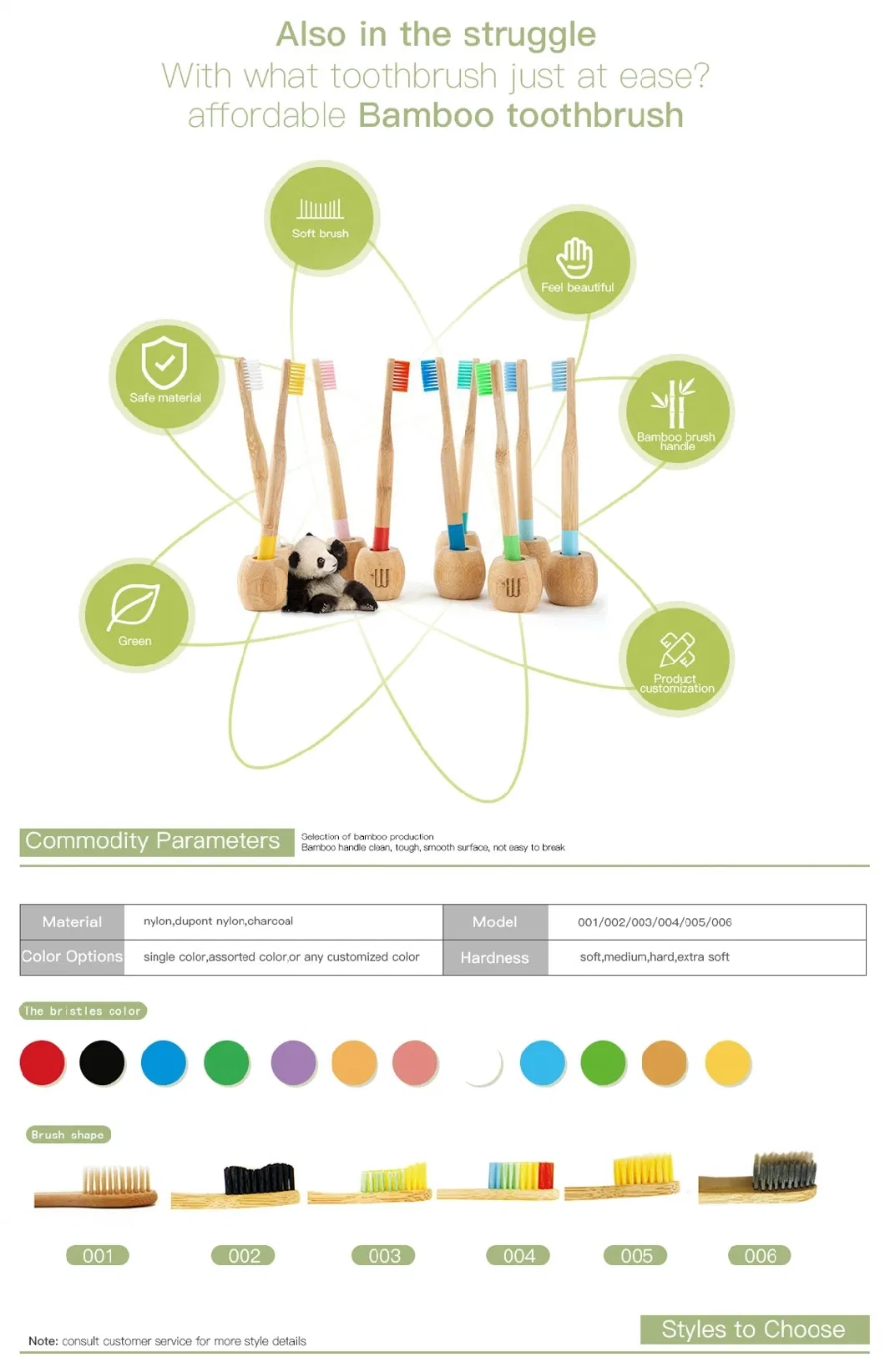 Wholesale Personalized Nylon Bamboo Toothbrush Kid Bamboo Toothbrush