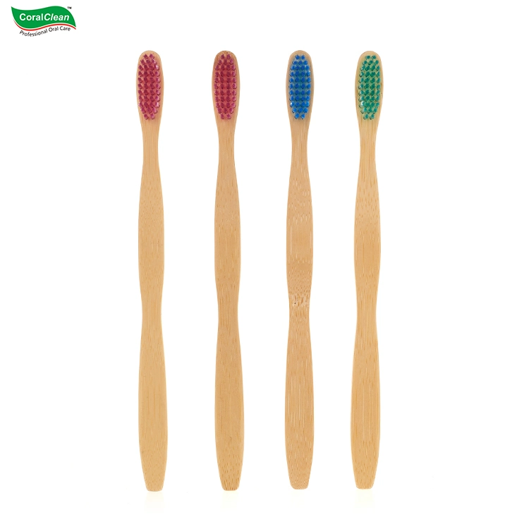 Wholesale Biodegradable Eco-Friendly Bamboo Toothbrush 4 Pack Set for Hotel and Travel