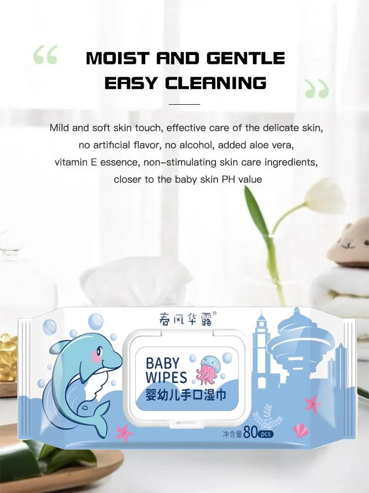 Wholesale Customized Disposable Baby Wet Wipes Super Soft Pure Water Natural Organic Water Wipes for Sensitive Skin Baby Wipes