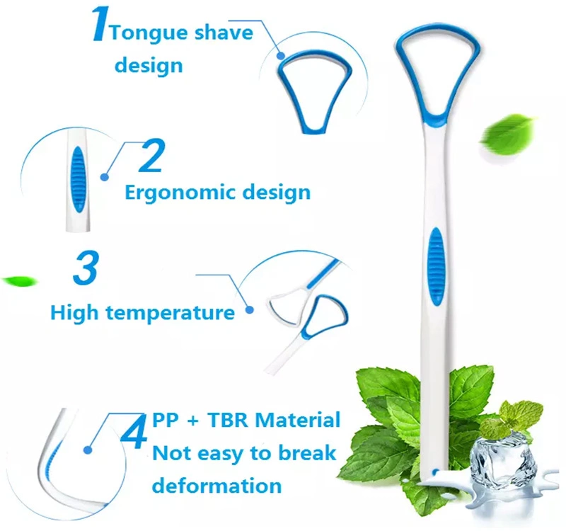 Manufacturer High Quality PP + TPR Tongue Scraper Bull Clean Scraper Tongue