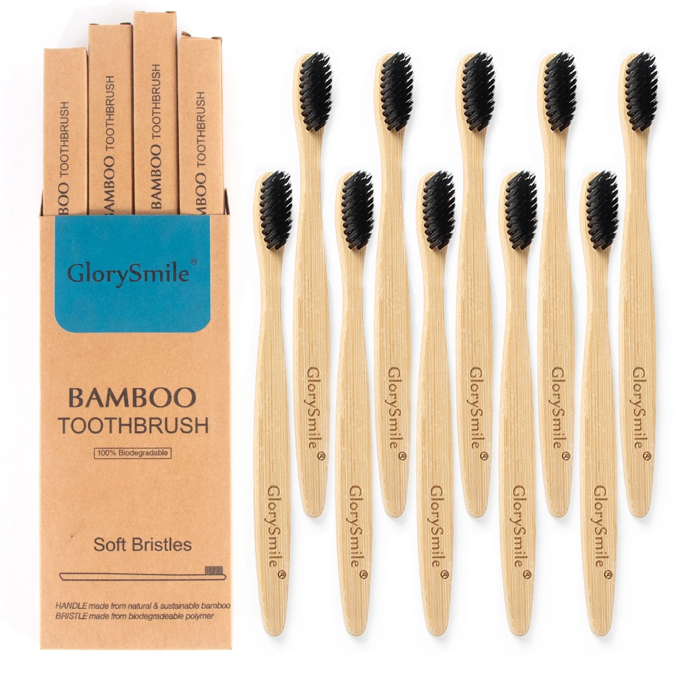 Biodegradable Natural Wood Handle Hotel Adult Charcoal Bamboo Toothbrush