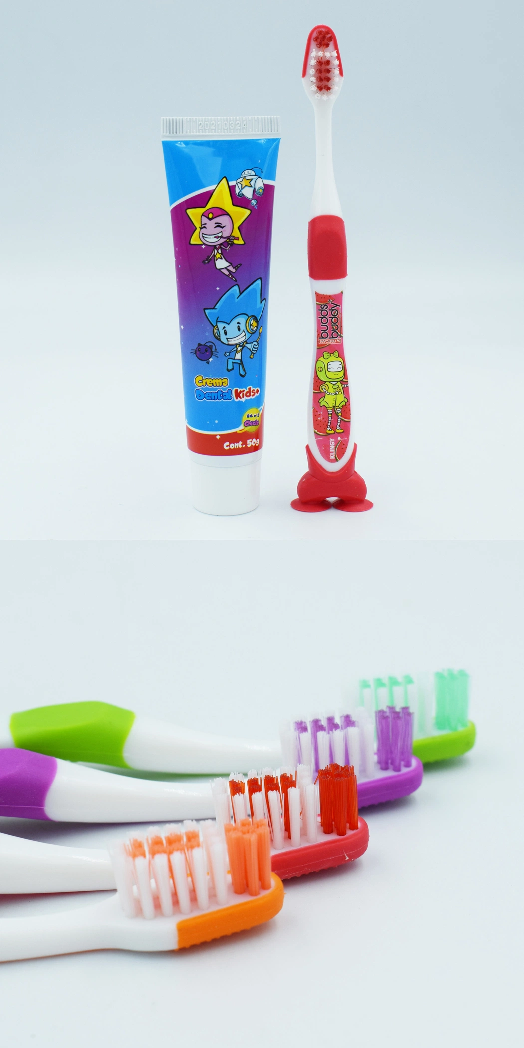 OEM Soft Bristle Suction Cup Stand Colorful Children Kids Toothbrush