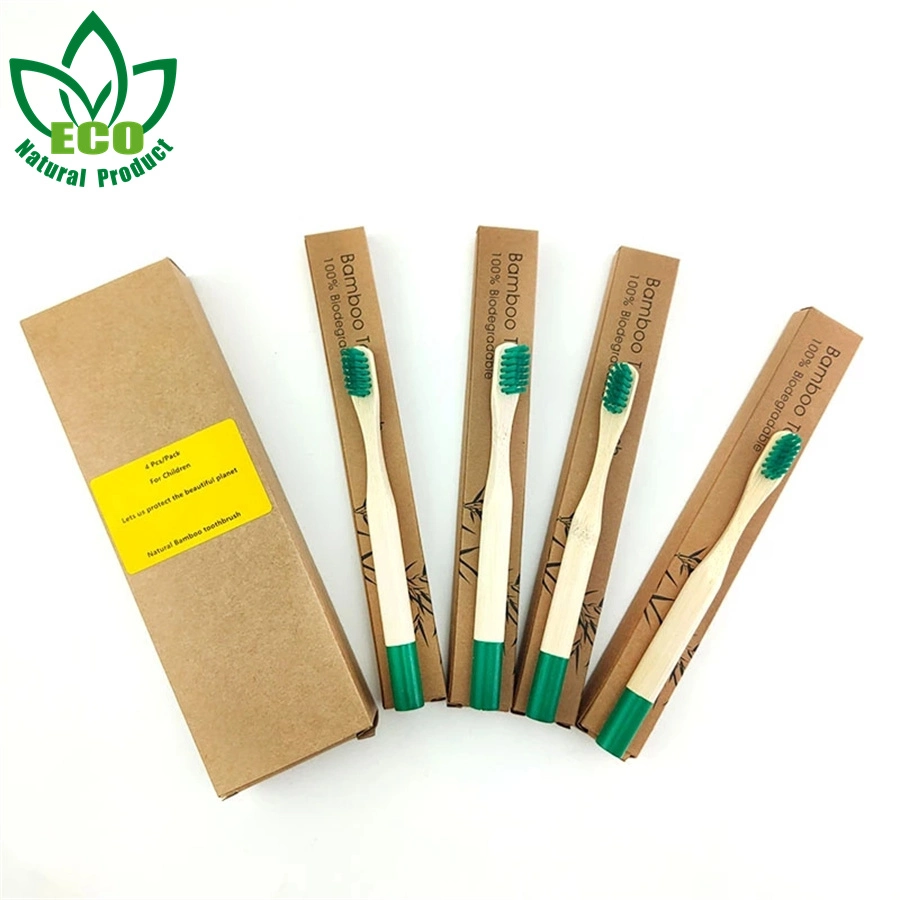 Natural Kits Bamboo Wood Toothbrush Children Colorful Soft Bristles Child Tooth Bushes Biodegradable Oral-Care Cleaning Toothbrush Set