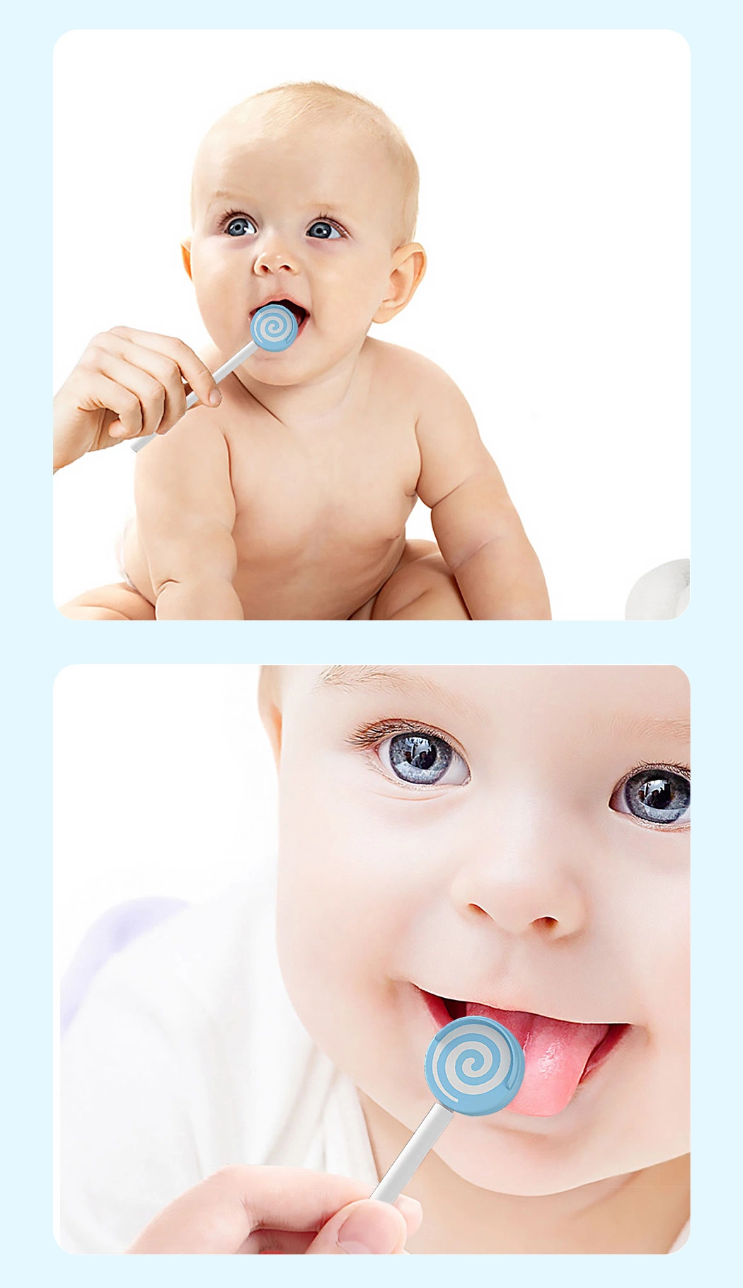 Baby Lollipop Soft Silicone Kid Tongue Scraper with Cover