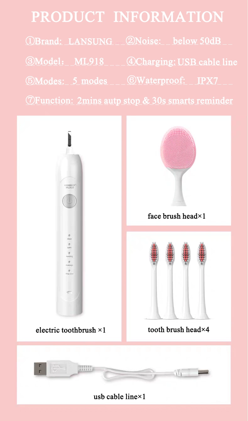 Sonic Electric Toothbrush with 2PCS Toothbrush Head Electric Toothbrush Motor Electric
