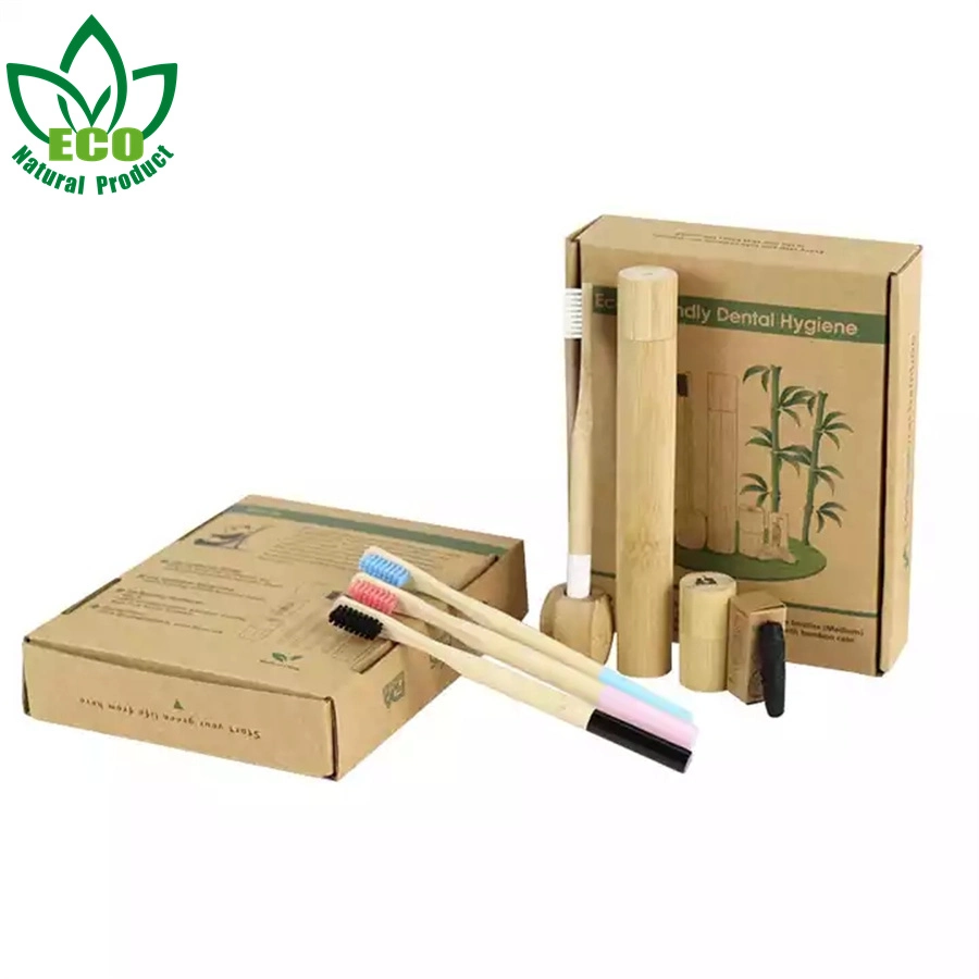 8 Pieces in 1 Gift Pack Biodegradable Vegan Bamboo Plastic Free Dental Floss Bamboo Toothbrush Gift Set