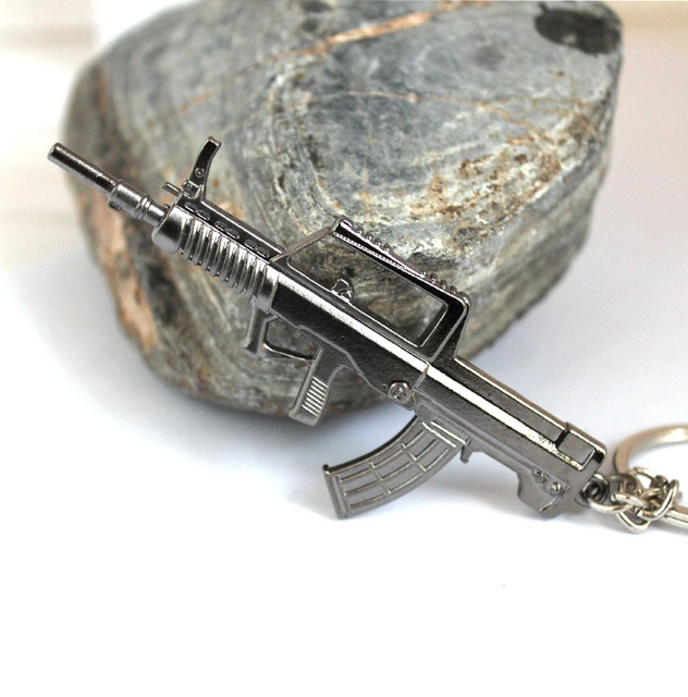 China Factory Zinc Alloy Military Csgo Pubg Valorant Game 3D Plated Custom Metal Gun Keychain