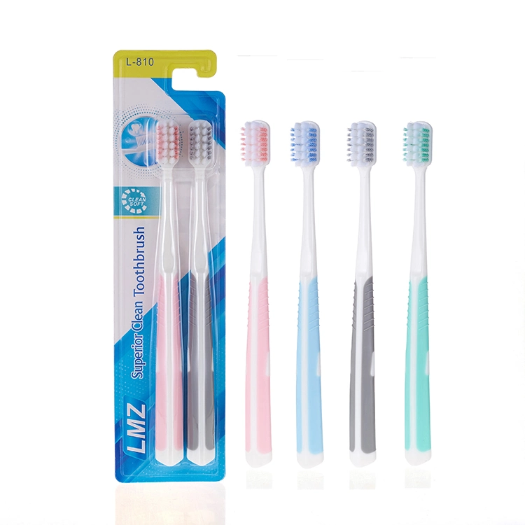 Custom Logo Premium Adult Reusable Nano and Medium Spiral Bristles Plastic Manual Toothbrush 2 in 1