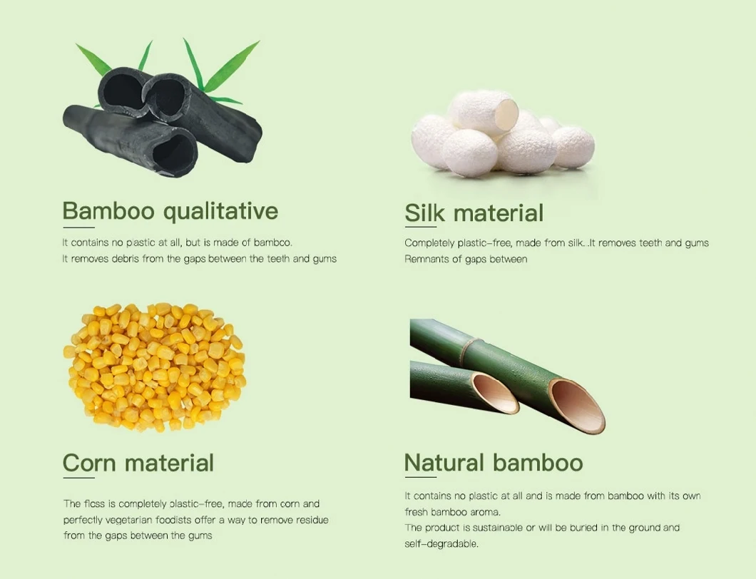 Nature Vegan Biodegradable Silk Charcoal Corn Dental Floss