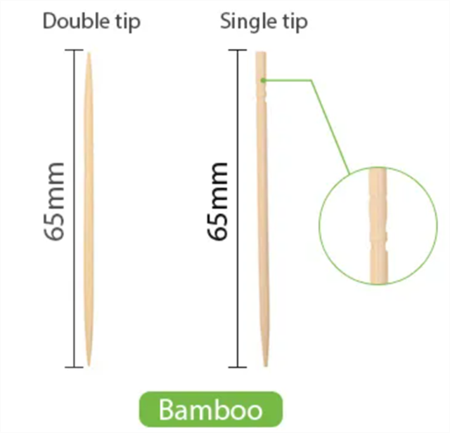 65mm Individual Toothpick Disposable Fruit Toothpicks, Hotel, Restaurant Toothstick Bamboo