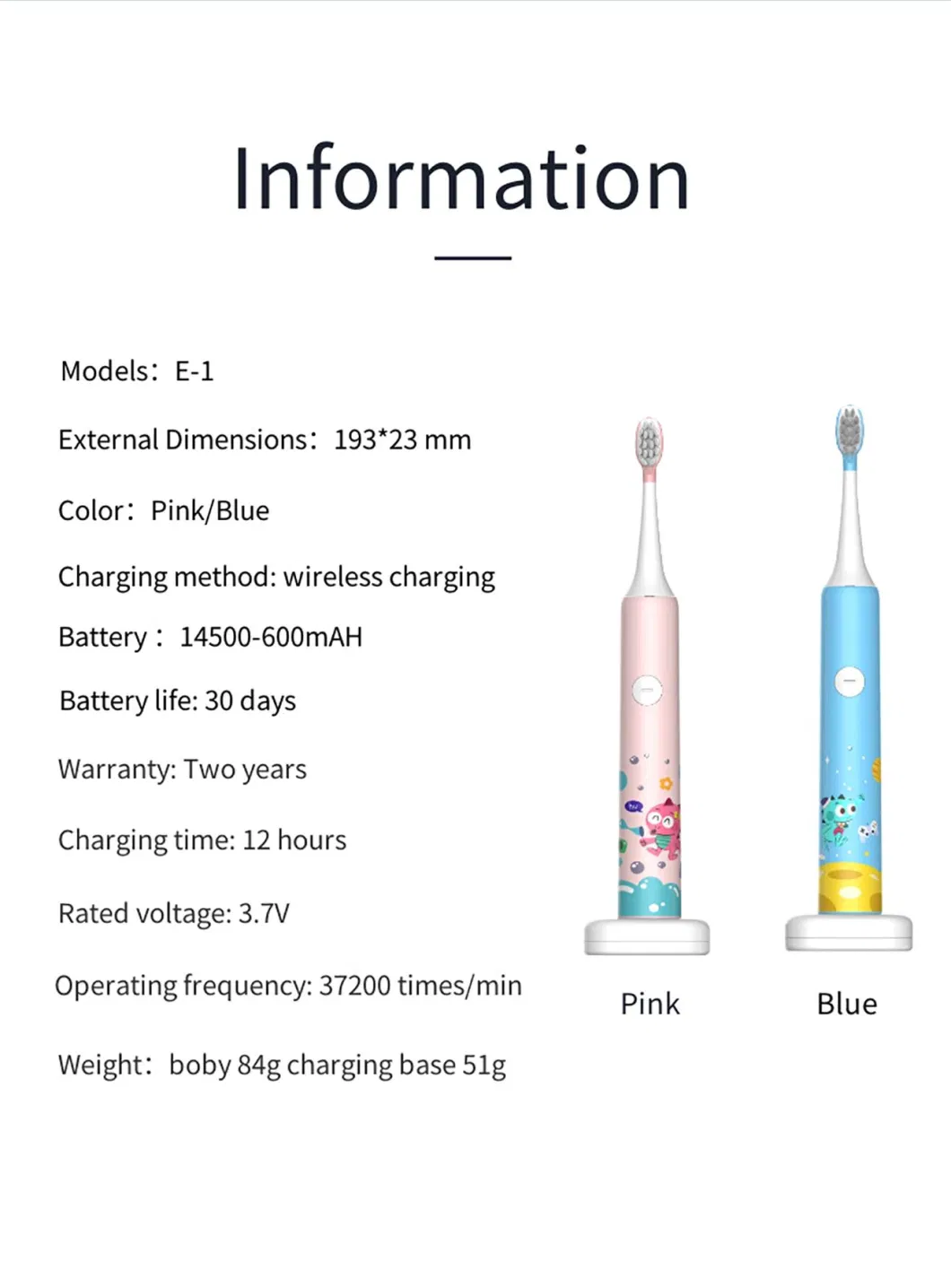 Soft Gentle Children OEM Ipx7 Waterproof Manufacture Kids Sonic Electric Toothbrush