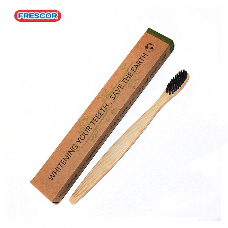 Natural Bamboo Charcoal Bristles Kraft Paper Packaging Eco-Friendly Bamboo Toothbrush